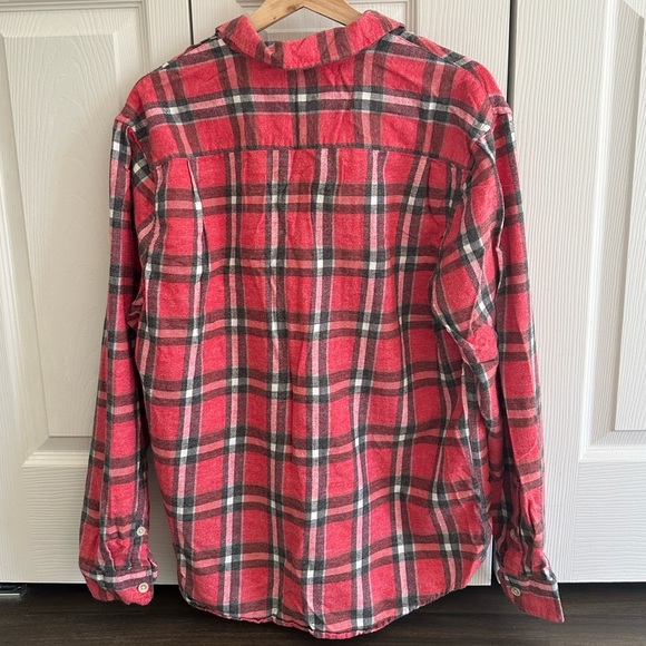 Lucky Brand Shirt Mens Large L Red Flannel Plaid Long Sleeve Button Up Cotton - Picture 4 of 8